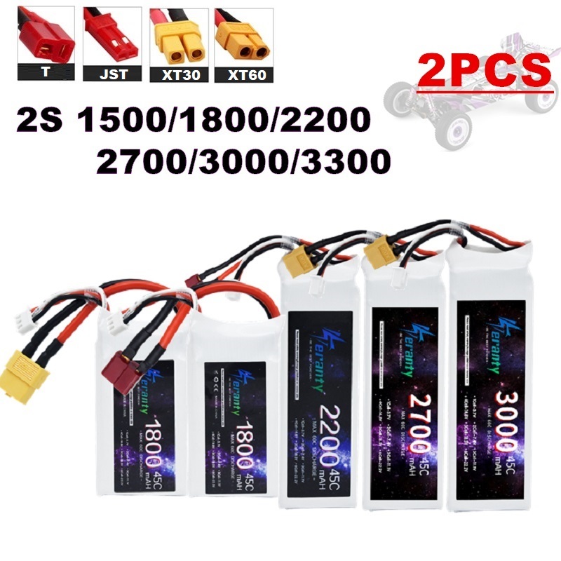 Drone Carrera Rc - 2PCS 7.4V Lipo 2S Battery 1500mah/1800mAh/2200mah/2700mah/3000mah/3300mah