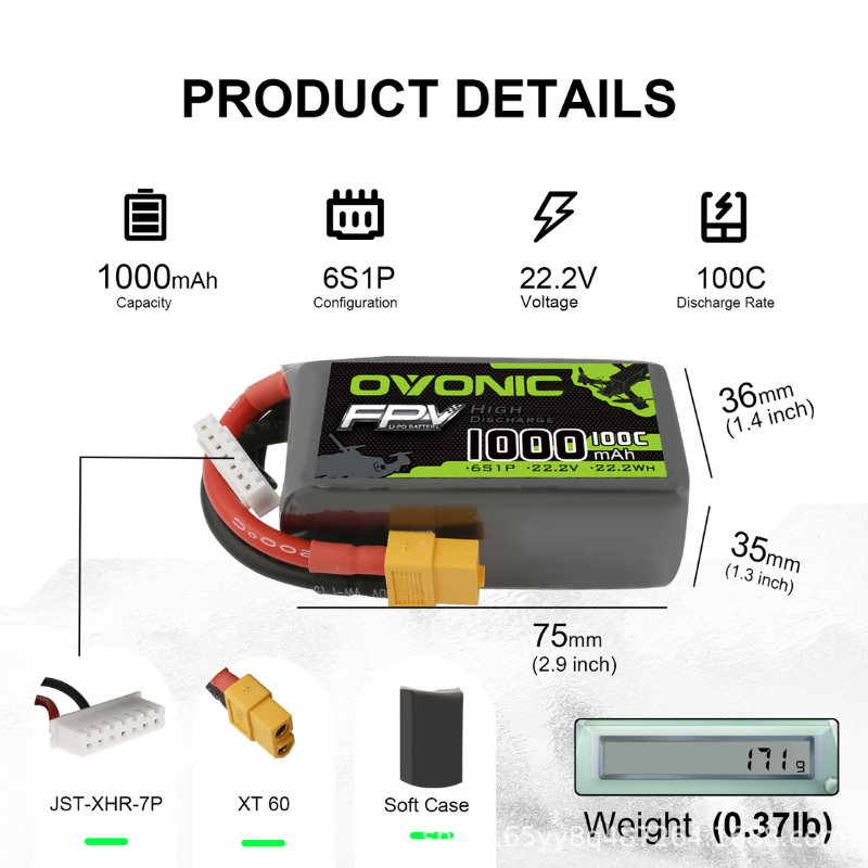 2Pcs OVONIC 1000mAh 100C 22.2V - Drone Carrera Rc recension och pris