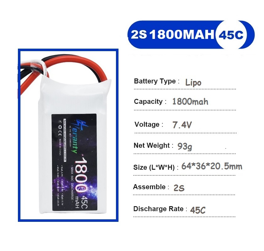 2PCS 7.4V Lipo 2S Battery 1500 - Drone Carrera Rc recension och pris