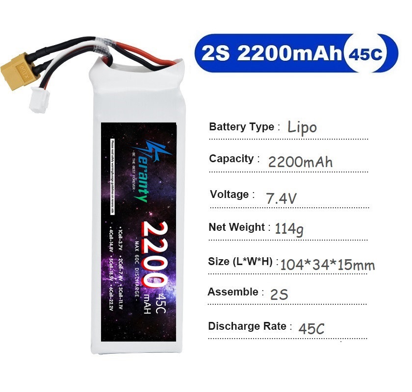 2PCS 7.4V Lipo 2S Battery 1500 - Drone Carrera Rc recension och pris
